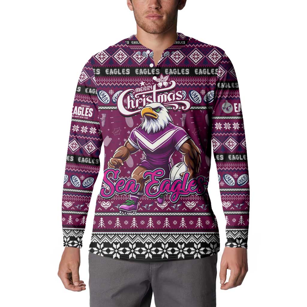 Personalized Sea Eagles Rugby Xmas Button Sweatshirt Australia NRL Mascot