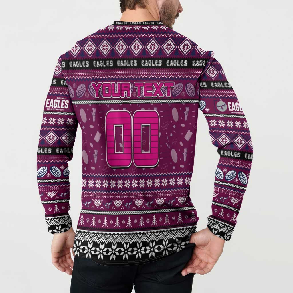 Personalized Sea Eagles Rugby Xmas Button Sweatshirt Australia NRL Mascot