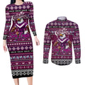 Personalized Sea Eagles Rugby Xmas Couples Matching Long Sleeve Bodycon Dress and Long Sleeve Button Shirt Australia NRL Mascot