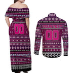 Personalized Sea Eagles Rugby Xmas Couples Matching Off Shoulder Maxi Dress and Long Sleeve Button Shirt Australia NRL Mascot