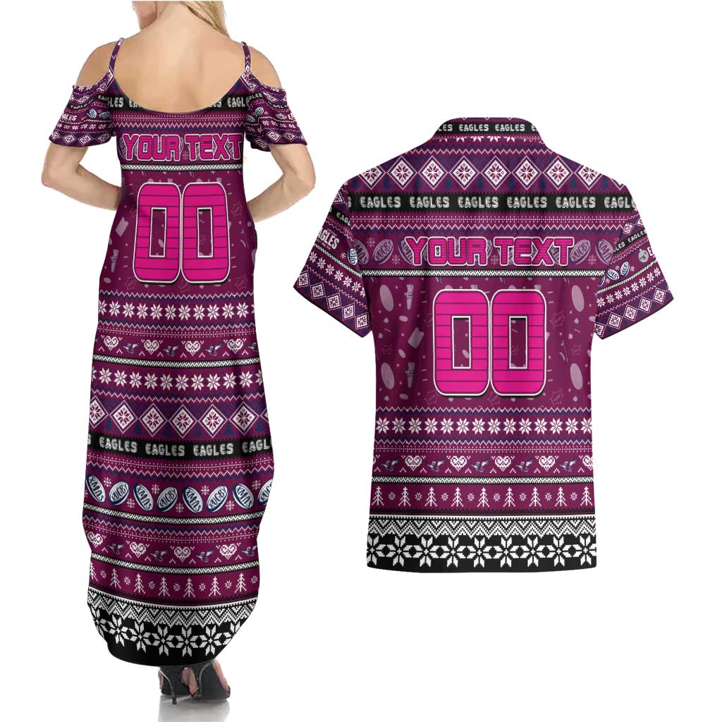 Personalized Sea Eagles Rugby Xmas Couples Matching Summer Maxi Dress and Hawaiian Shirt Australia NRL Mascot