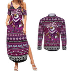 Personalized Sea Eagles Rugby Xmas Couples Matching Summer Maxi Dress and Long Sleeve Button Shirt Australia NRL Mascot