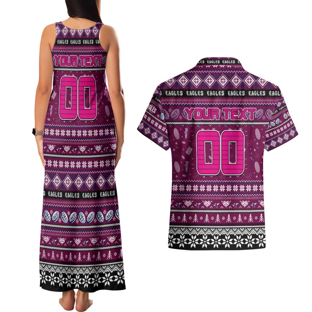 Personalized Sea Eagles Rugby Xmas Couples Matching Tank Maxi Dress and Hawaiian Shirt Australia NRL Mascot