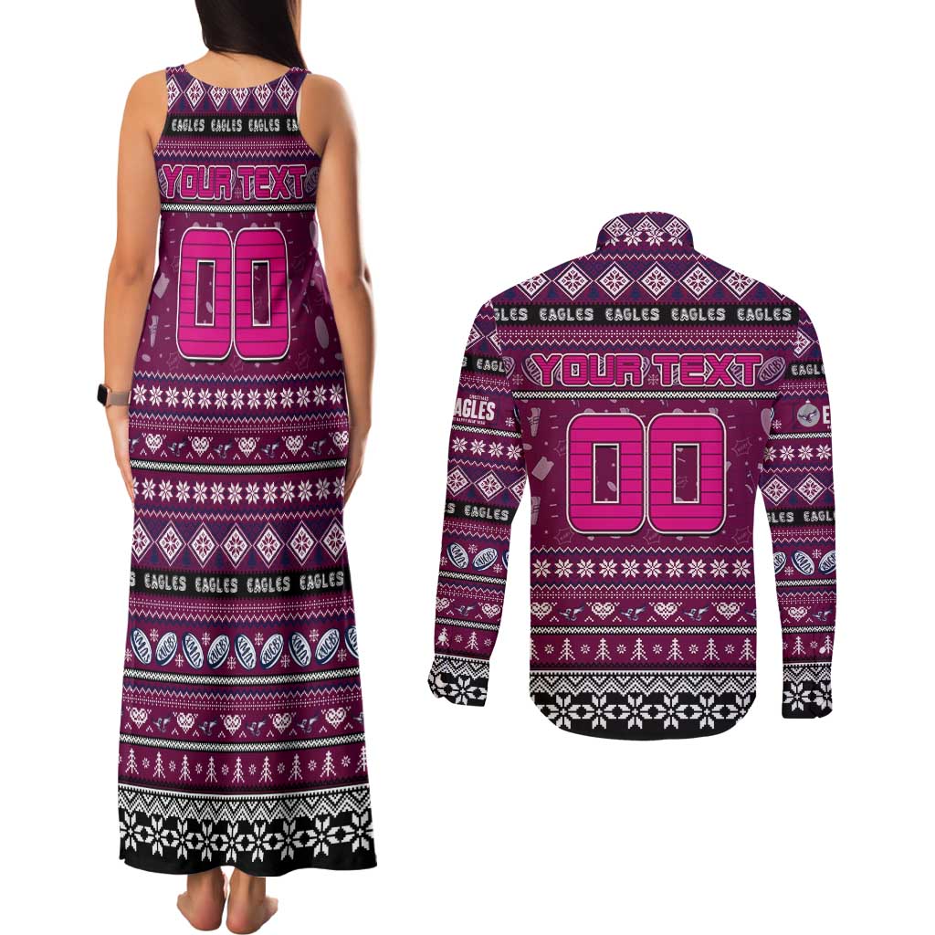 Personalized Sea Eagles Rugby Xmas Couples Matching Tank Maxi Dress and Long Sleeve Button Shirt Australia NRL Mascot