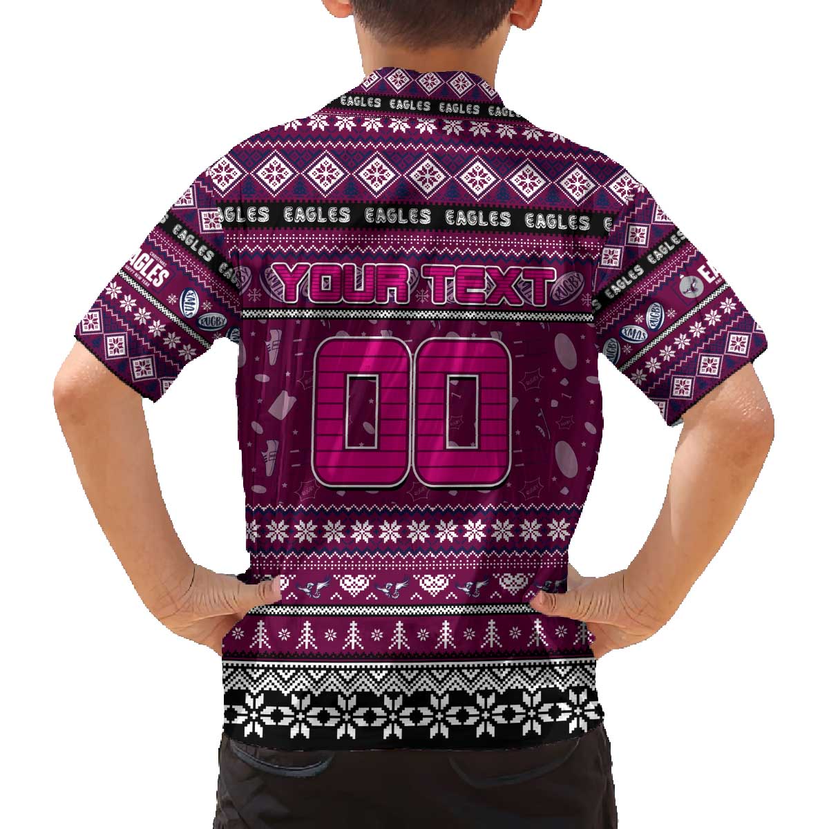 Personalized Sea Eagles Rugby Xmas Family Matching Off The Shoulder Long Sleeve Dress and Hawaiian Shirt Australia NRL Mascot