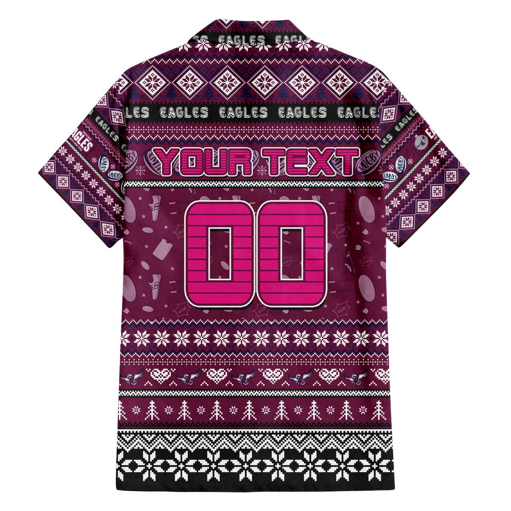 Personalized Sea Eagles Rugby Xmas Family Matching Off The Shoulder Long Sleeve Dress and Hawaiian Shirt Australia NRL Mascot