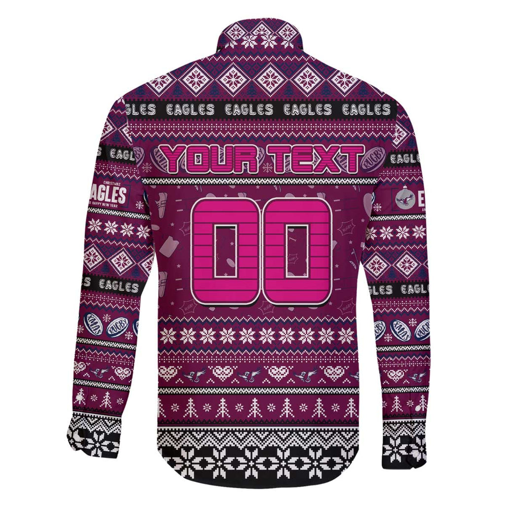 Personalized Sea Eagles Rugby Xmas Family Matching Off The Shoulder Long Sleeve Dress and Hawaiian Shirt Australia NRL Mascot