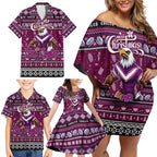 Personalized Sea Eagles Rugby Xmas Family Matching Off Shoulder Short Dress and Hawaiian Shirt Australia NRL Mascot