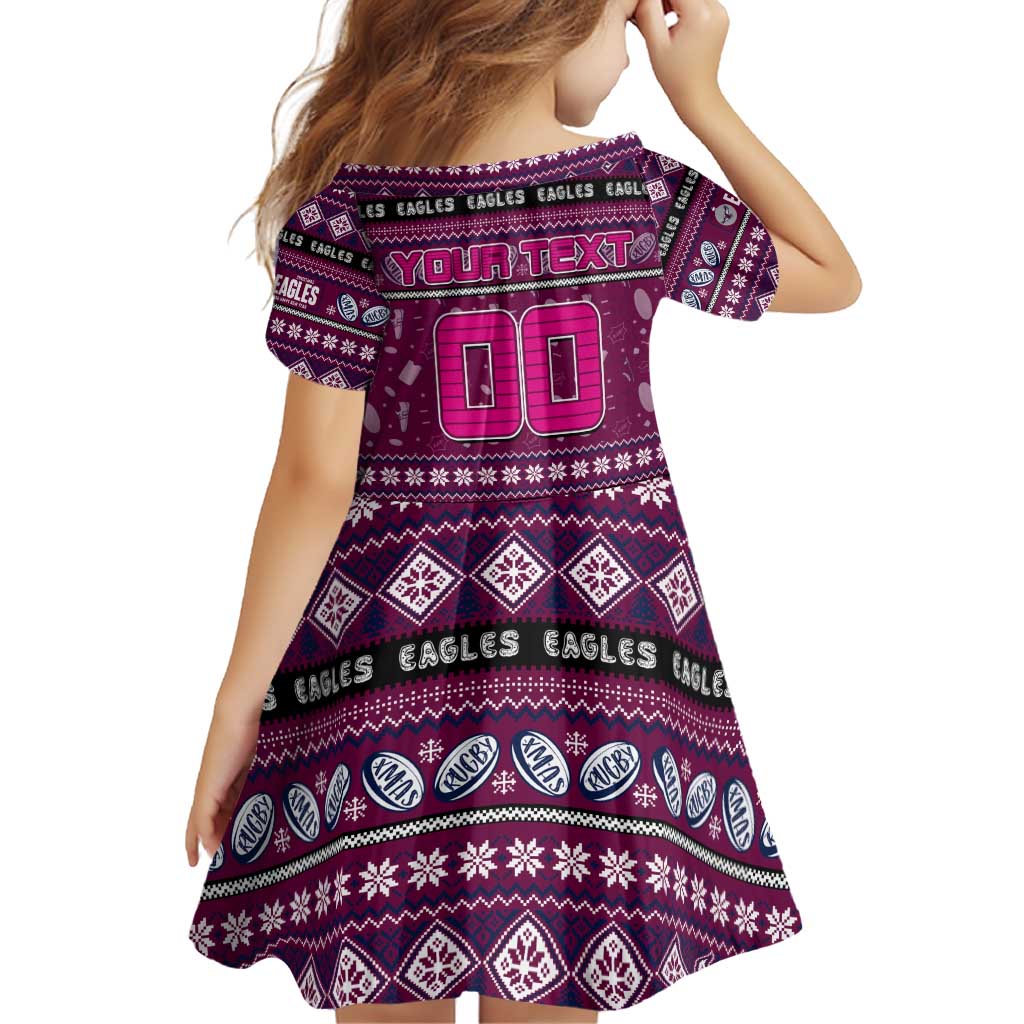 Personalized Sea Eagles Rugby Xmas Family Matching Off Shoulder Short Dress and Hawaiian Shirt Australia NRL Mascot