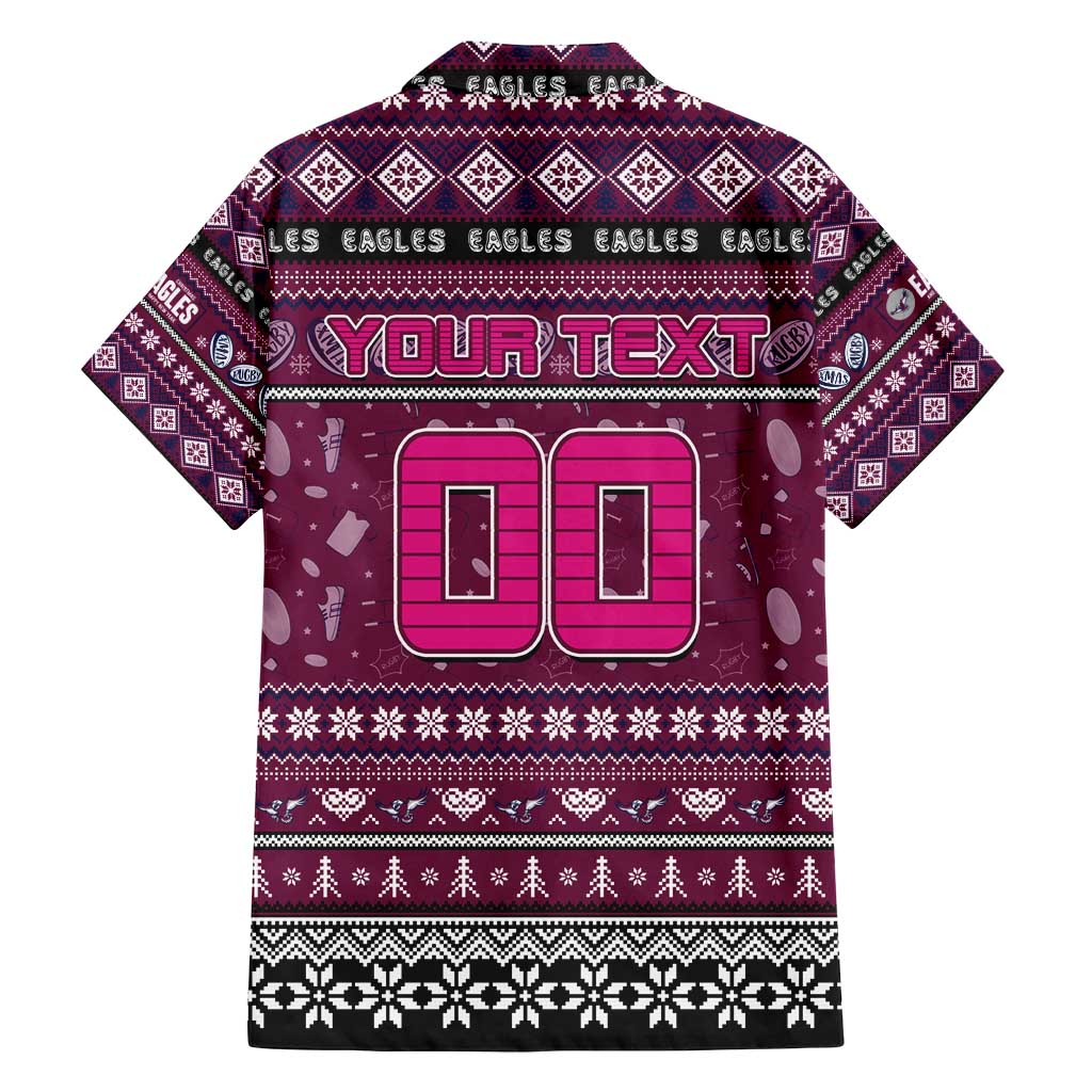 Personalized Sea Eagles Rugby Xmas Family Matching Off Shoulder Short Dress and Hawaiian Shirt Australia NRL Mascot