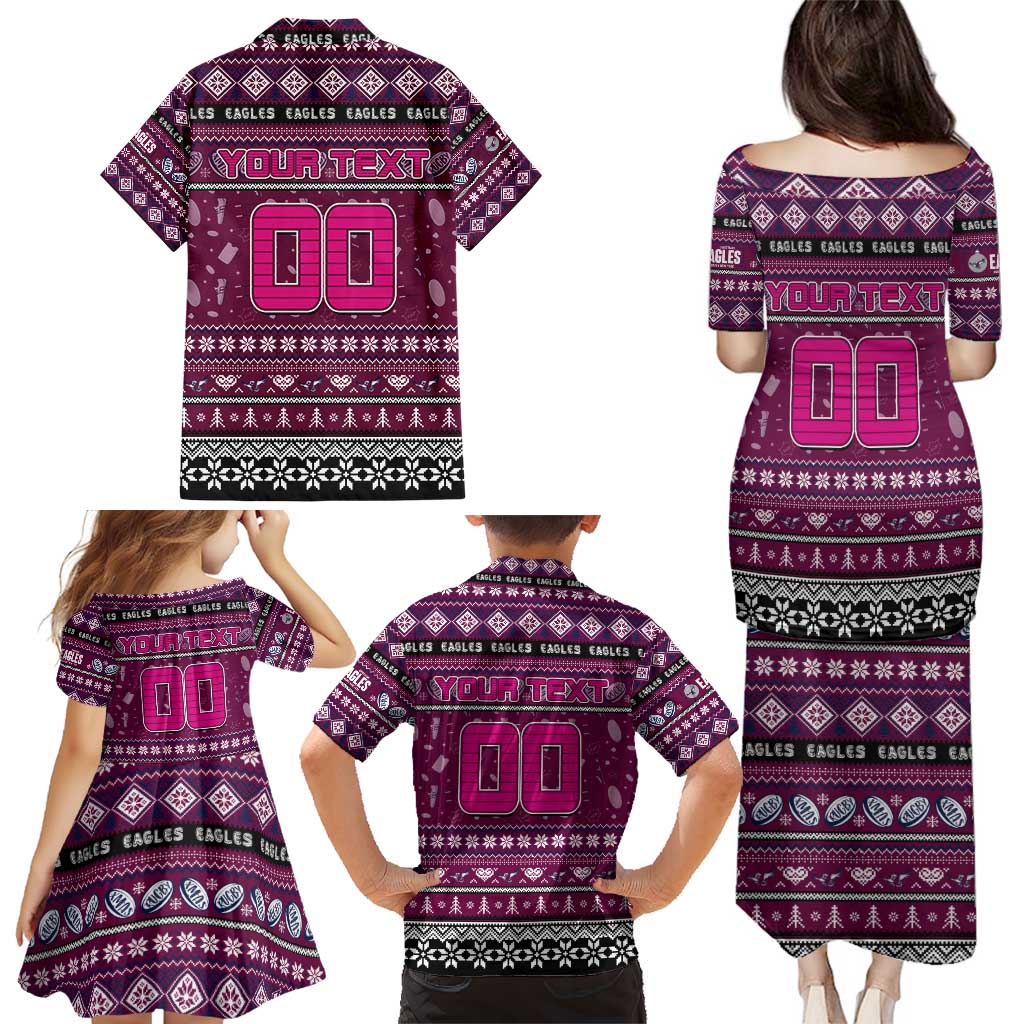 Personalized Sea Eagles Rugby Xmas Family Matching Puletasi and Hawaiian Shirt Australia NRL Mascot