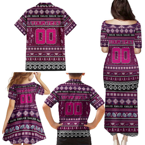 Personalized Sea Eagles Rugby Xmas Family Matching Puletasi and Hawaiian Shirt Australia NRL Mascot