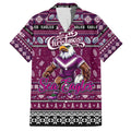 Personalized Sea Eagles Rugby Xmas Family Matching Short Sleeve Bodycon Dress and Hawaiian Shirt Australia NRL Mascot