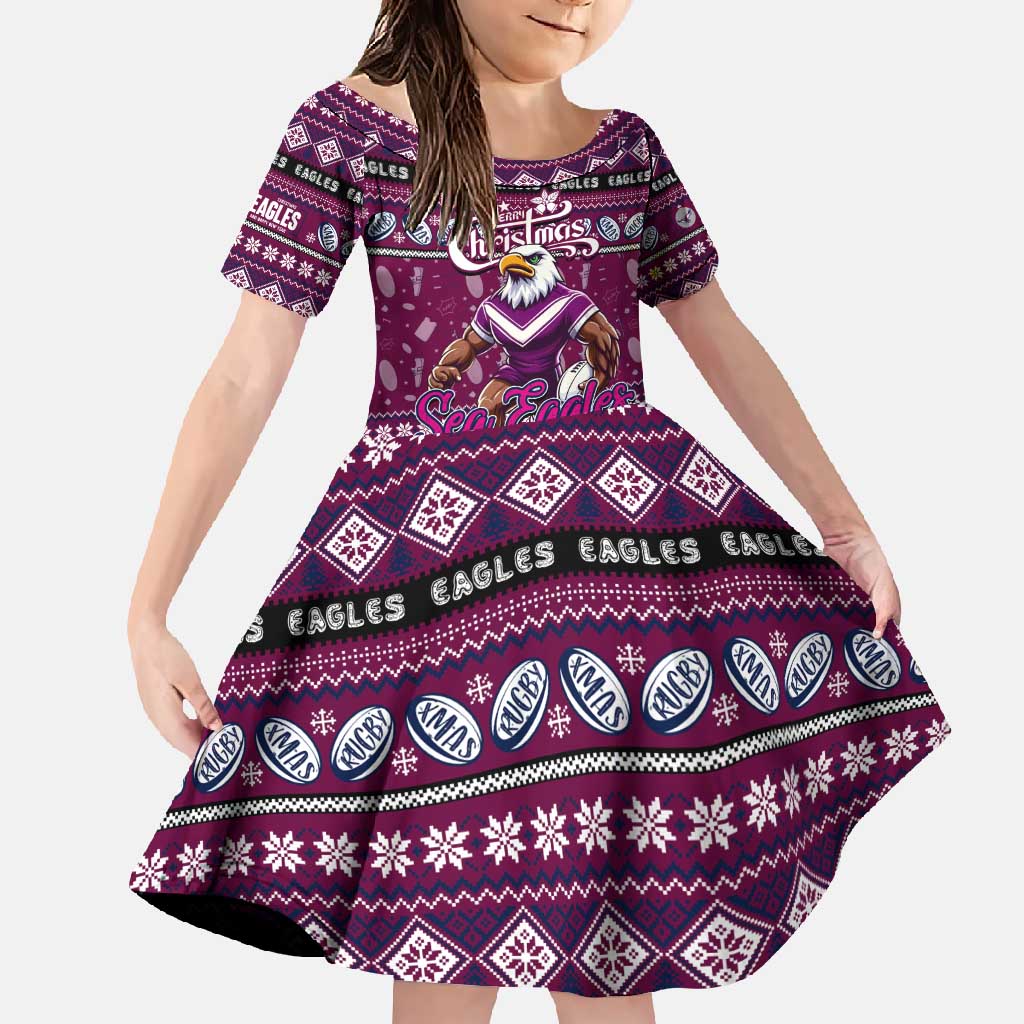 Personalized Sea Eagles Rugby Xmas Family Matching Summer Maxi Dress and Hawaiian Shirt Australia NRL Mascot