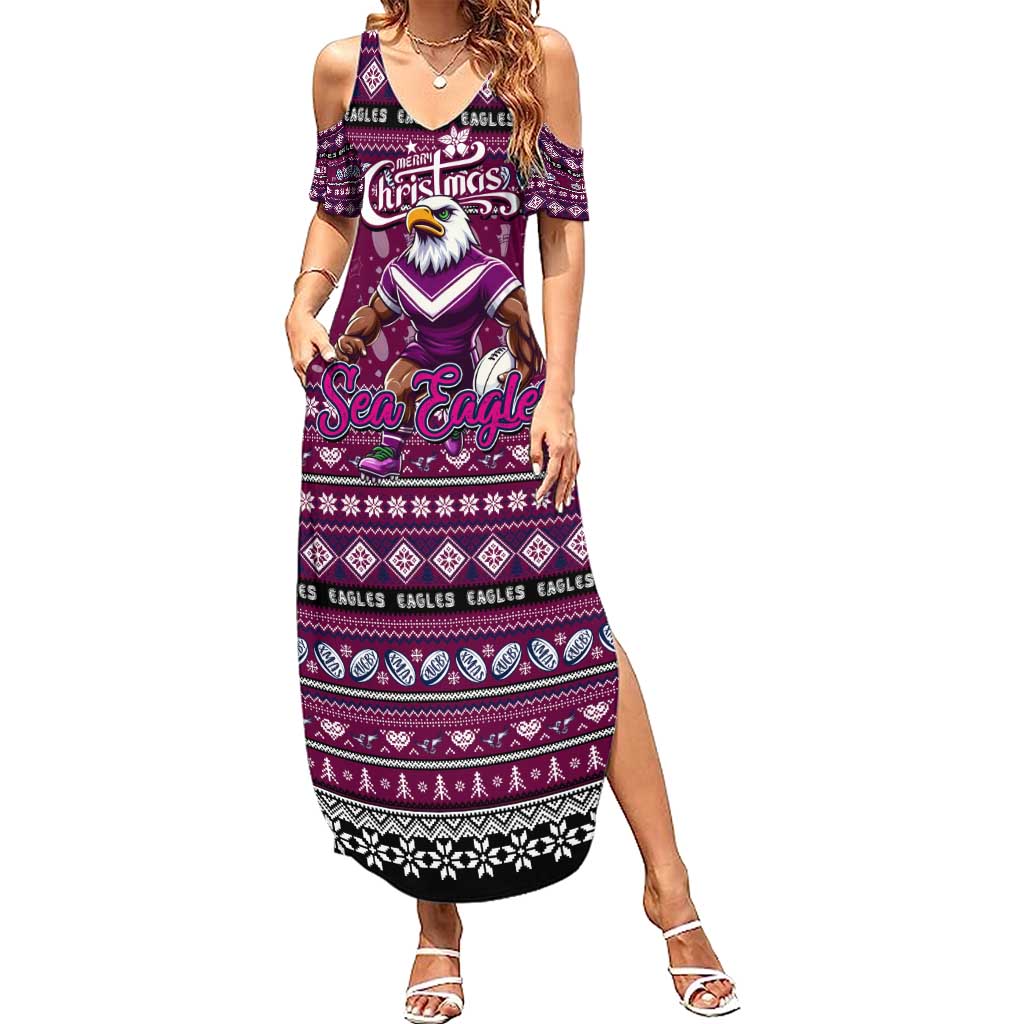Personalized Sea Eagles Rugby Xmas Family Matching Summer Maxi Dress and Hawaiian Shirt Australia NRL Mascot