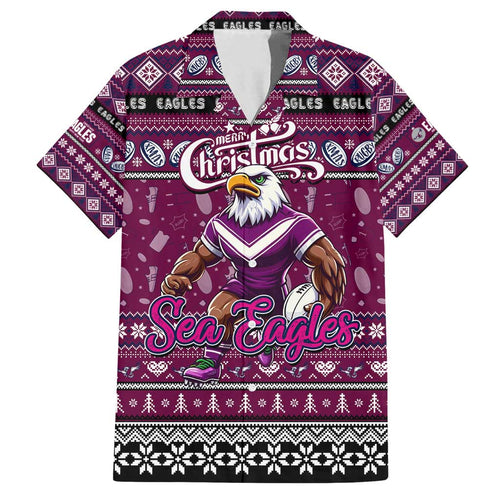 Personalized Sea Eagles Rugby Xmas Family Matching Tank Maxi Dress and Hawaiian Shirt Australia NRL Mascot