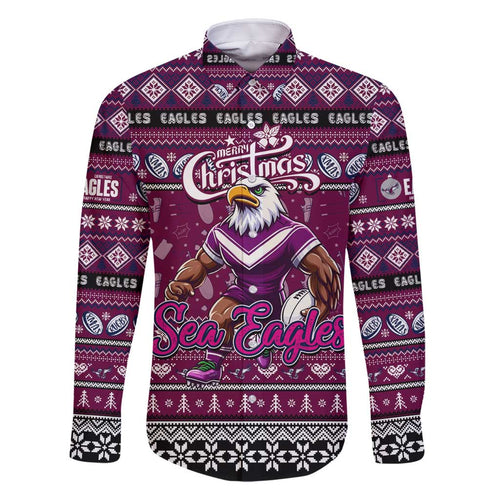 Personalized Sea Eagles Rugby Xmas Family Matching Tank Maxi Dress and Hawaiian Shirt Australia NRL Mascot