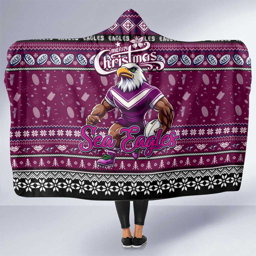Sea Eagles Rugby Xmas Hooded Blanket Australia NRL Mascot