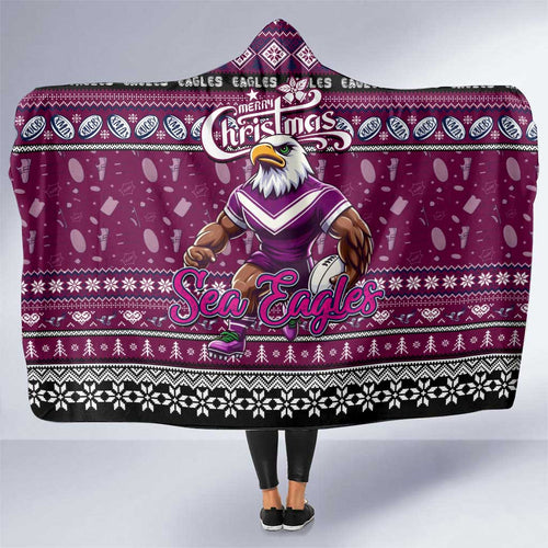 Sea Eagles Rugby Xmas Hooded Blanket Australia NRL Mascot