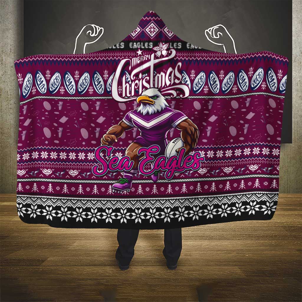 Sea Eagles Rugby Xmas Hooded Blanket Australia NRL Mascot