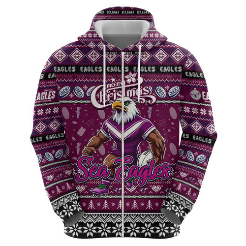 Personalized Sea Eagles Rugby Xmas Hoodie Australia NRL Mascot