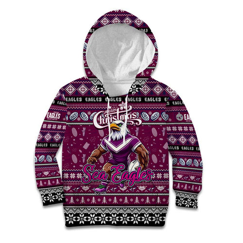 Personalized Sea Eagles Rugby Xmas Kid Hoodie Australia NRL Mascot