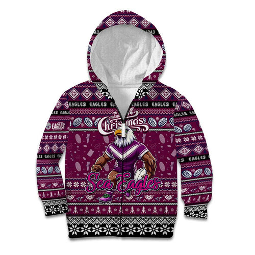 Personalized Sea Eagles Rugby Xmas Kid Hoodie Australia NRL Mascot