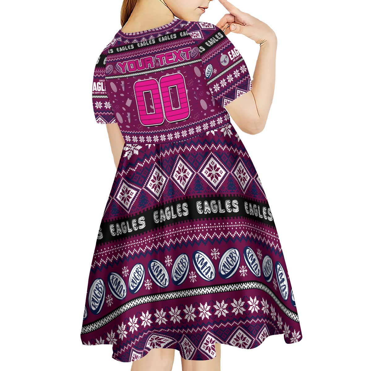 Personalized Sea Eagles Rugby Xmas Kid Short Sleeve Dress Australia NRL Mascot
