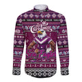 Personalized Sea Eagles Rugby Xmas Long Sleeve Button Shirt Australia NRL Mascot