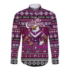 Personalized Sea Eagles Rugby Xmas Long Sleeve Button Shirt Australia NRL Mascot