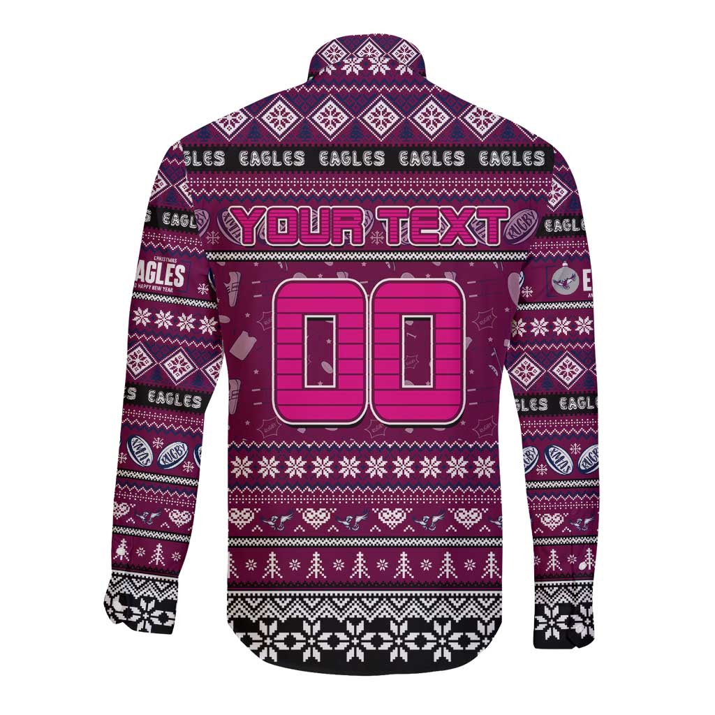 Personalized Sea Eagles Rugby Xmas Long Sleeve Button Shirt Australia NRL Mascot