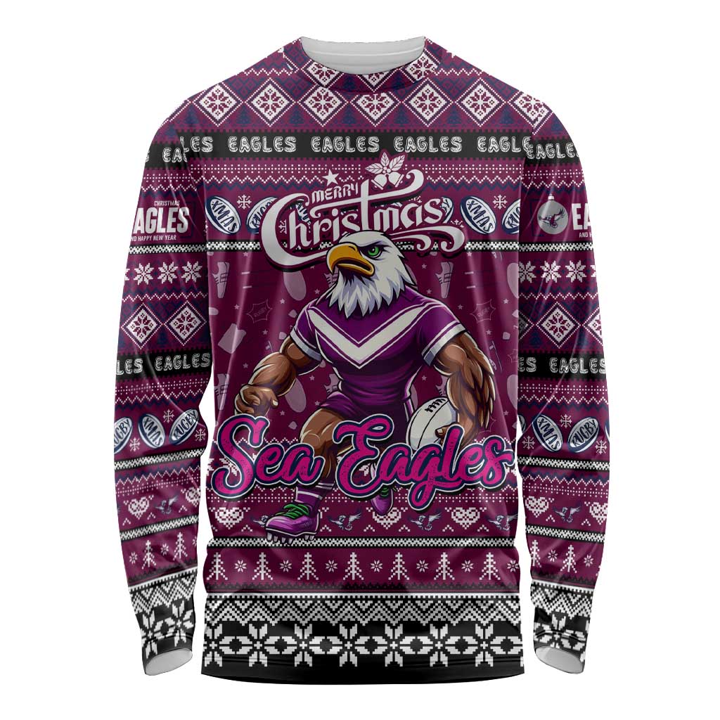 Personalized Sea Eagles Rugby Xmas Long Sleeve Shirt Australia NRL Mascot