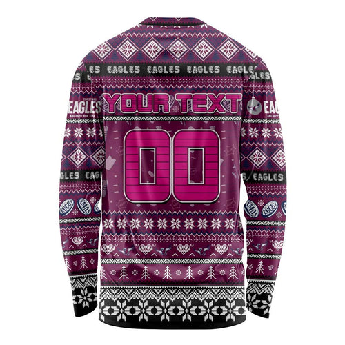 Personalized Sea Eagles Rugby Xmas Long Sleeve Shirt Australia NRL Mascot