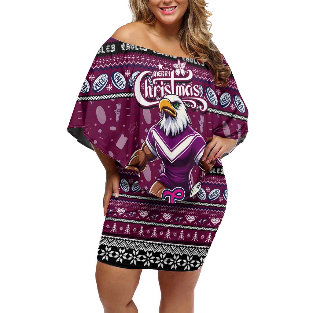 Personalized Sea Eagles Rugby Xmas Off Shoulder Short Dress Australia NRL Mascot