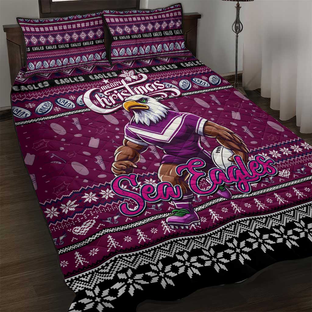 Sea Eagles Rugby Xmas Quilt Bed Set Australia NRL Mascot