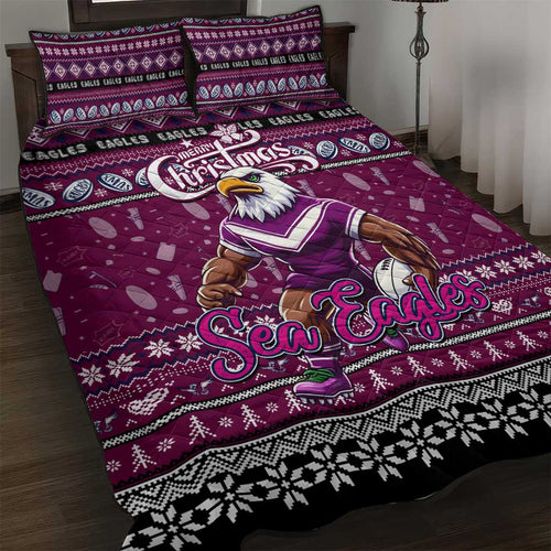 Sea Eagles Rugby Xmas Quilt Bed Set Australia NRL Mascot