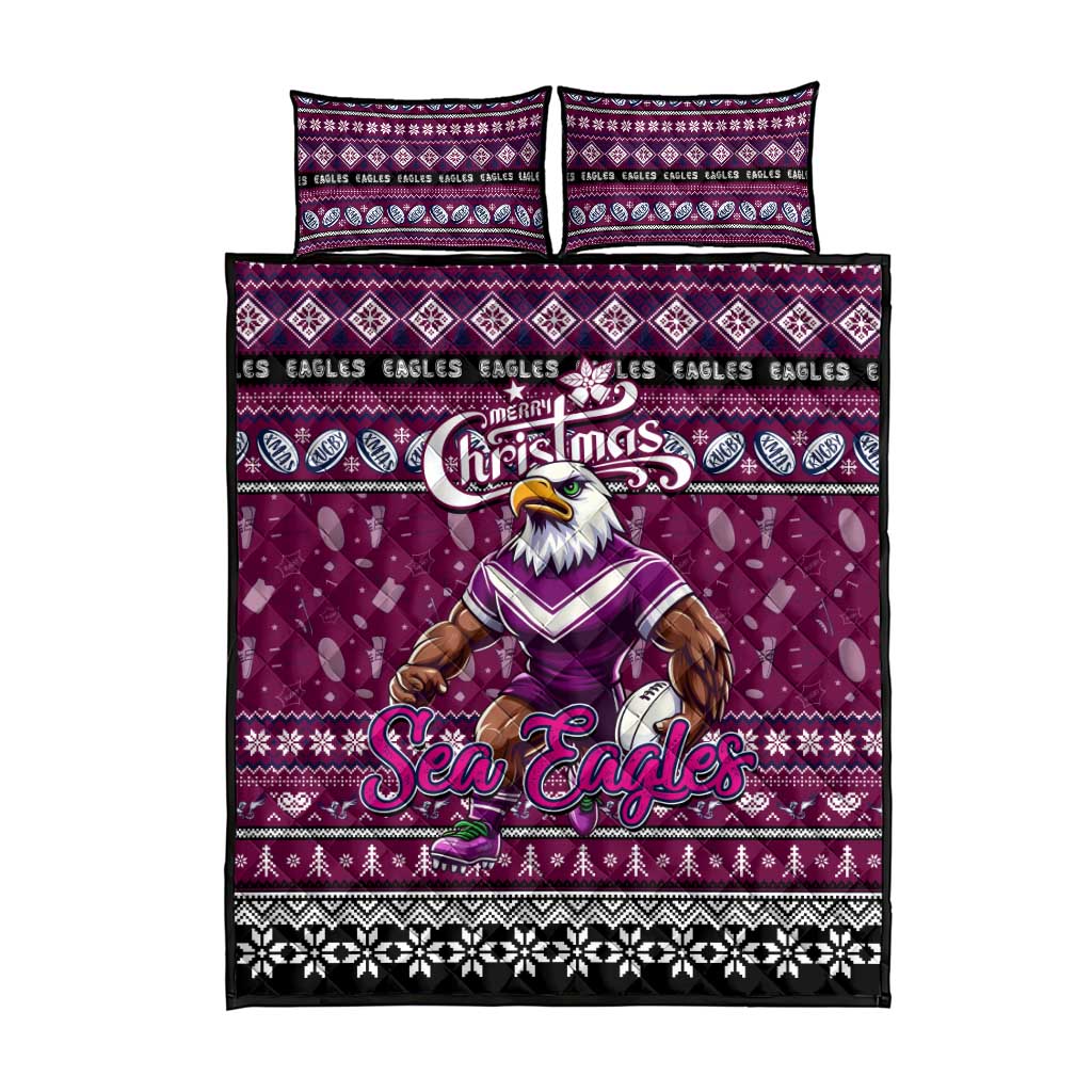 Sea Eagles Rugby Xmas Quilt Bed Set Australia NRL Mascot