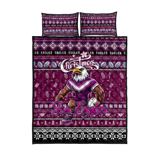 Sea Eagles Rugby Xmas Quilt Bed Set Australia NRL Mascot