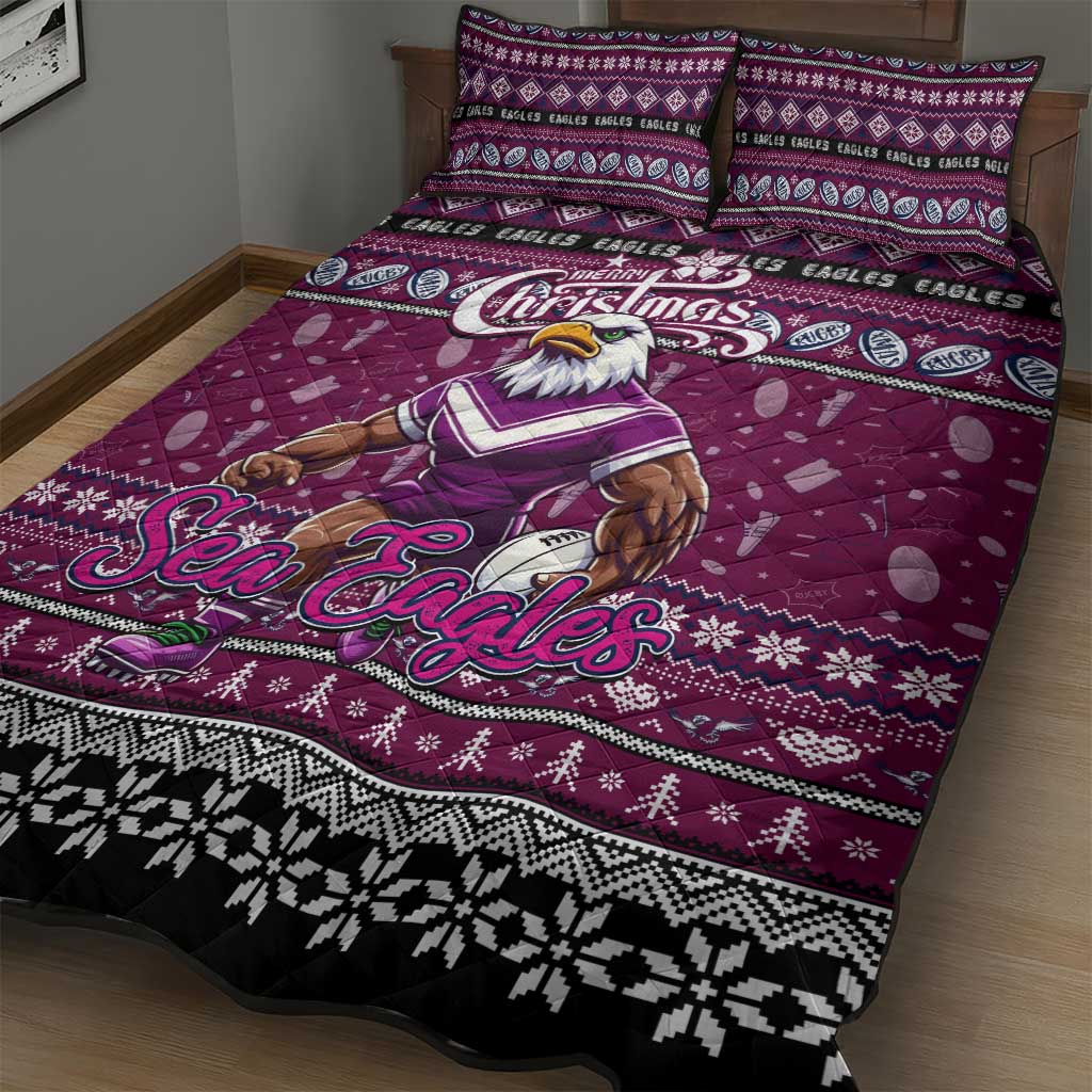Sea Eagles Rugby Xmas Quilt Bed Set Australia NRL Mascot