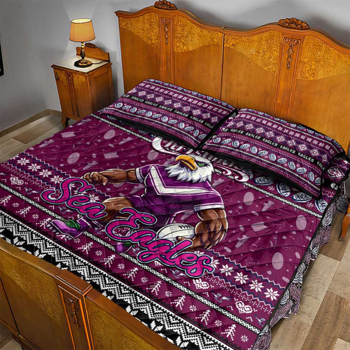 Sea Eagles Rugby Xmas Quilt Bed Set Australia NRL Mascot