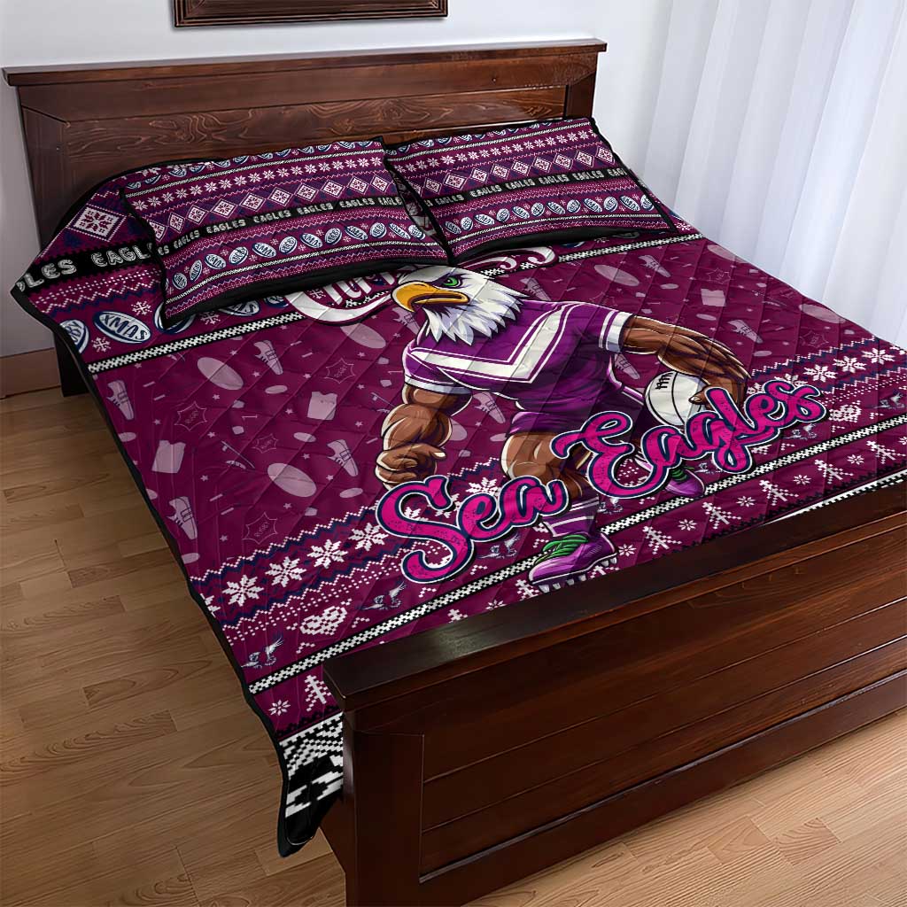Sea Eagles Rugby Xmas Quilt Bed Set Australia NRL Mascot