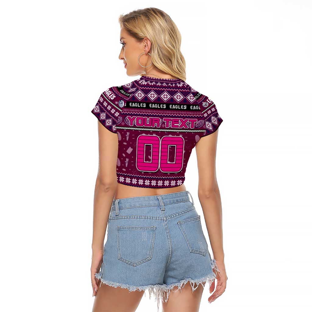 Personalized Sea Eagles Rugby Xmas Raglan Cropped T Shirt Australia NRL Mascot
