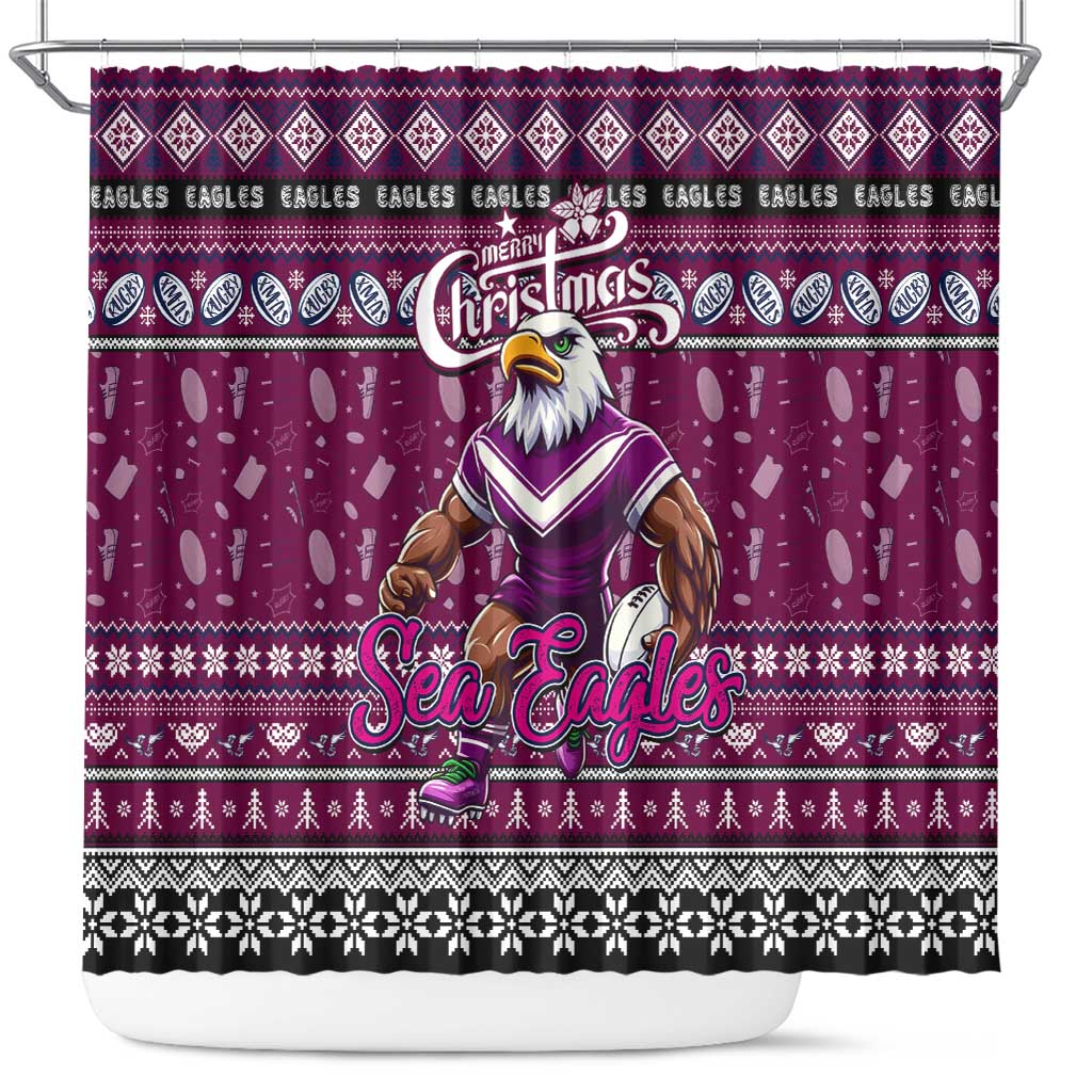 Sea Eagles Rugby Xmas Shower Curtain Australia NRL Mascot
