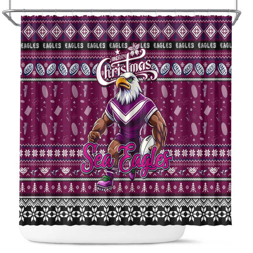 Sea Eagles Rugby Xmas Shower Curtain Australia NRL Mascot