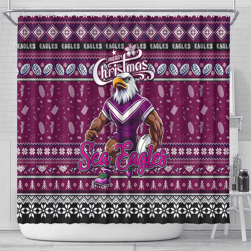 Sea Eagles Rugby Xmas Shower Curtain Australia NRL Mascot