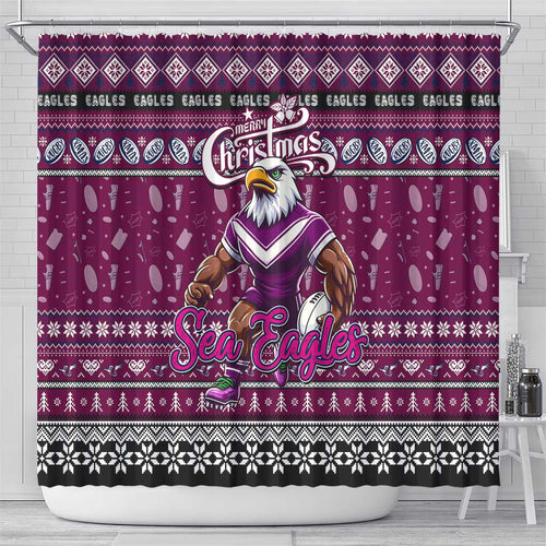 Sea Eagles Rugby Xmas Shower Curtain Australia NRL Mascot