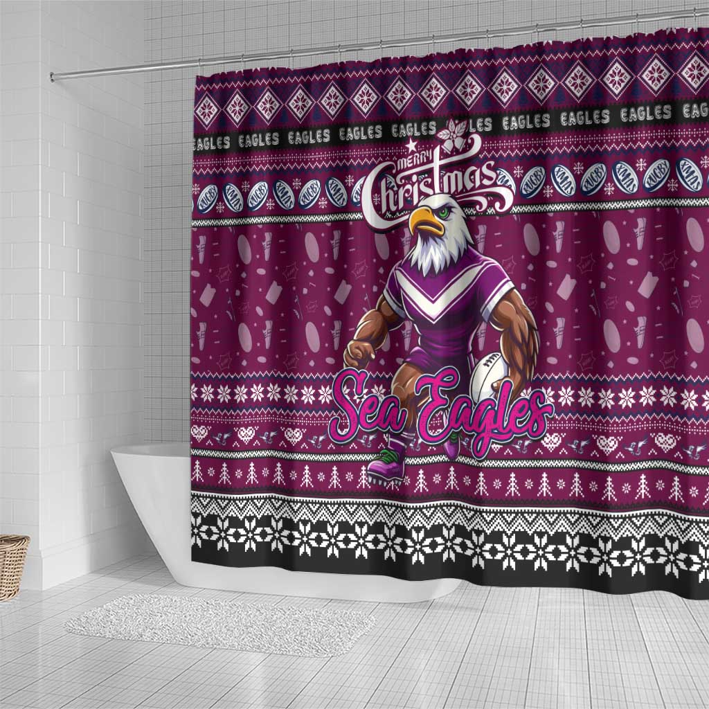 Sea Eagles Rugby Xmas Shower Curtain Australia NRL Mascot