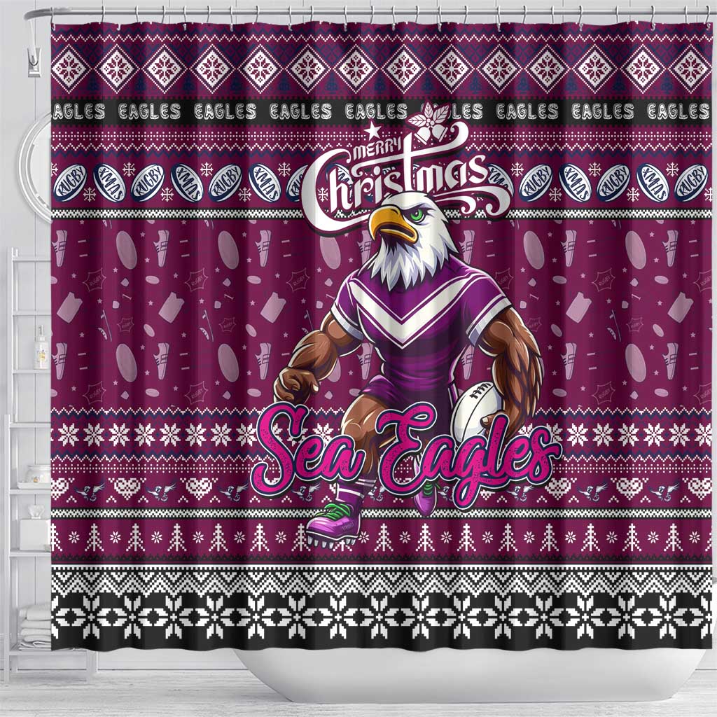 Sea Eagles Rugby Xmas Shower Curtain Australia NRL Mascot