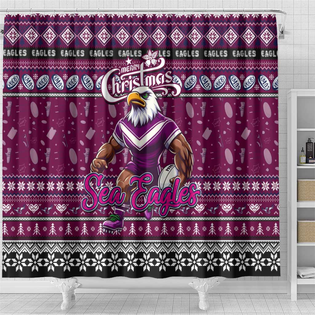 Sea Eagles Rugby Xmas Shower Curtain Australia NRL Mascot