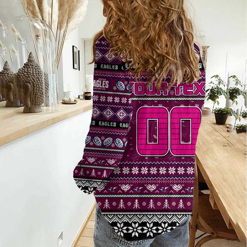 Personalized Sea Eagles Rugby Xmas Women Casual Shirt Australia NRL Mascot